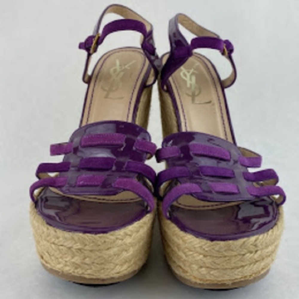 auth SAINT LAURENT purple suede/patent leather - Picture 2 of 8